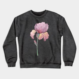 Purple Iris Inked Watercolor Painting Crewneck Sweatshirt